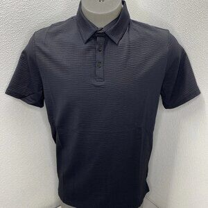 NEW CALA  1789 Vasco Trieste Embossed Fabric Breathable Polo Shirt Black Size L